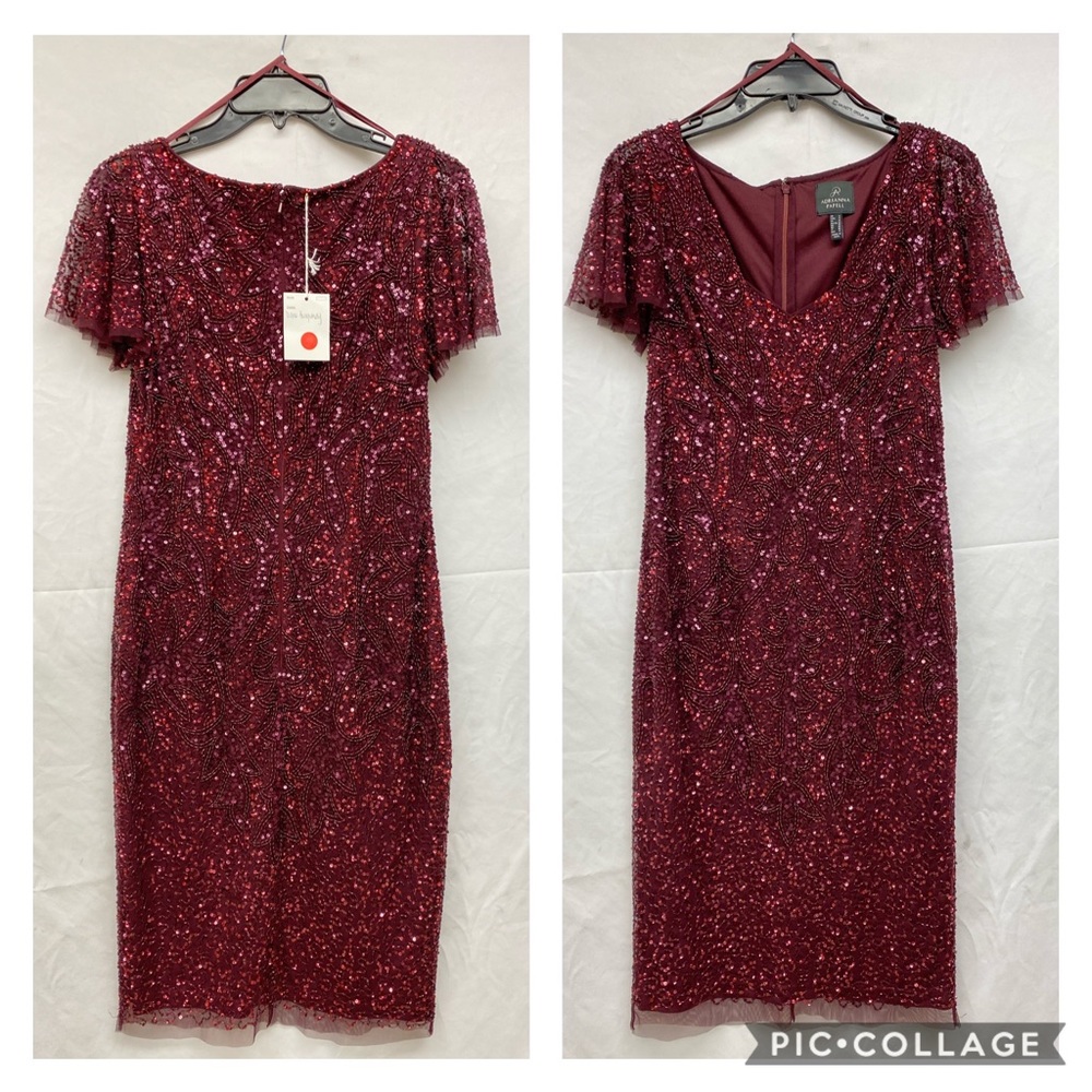 Adrianna-Papell beaded flutter sleeves Cocktail dress - Picture 9 of 10